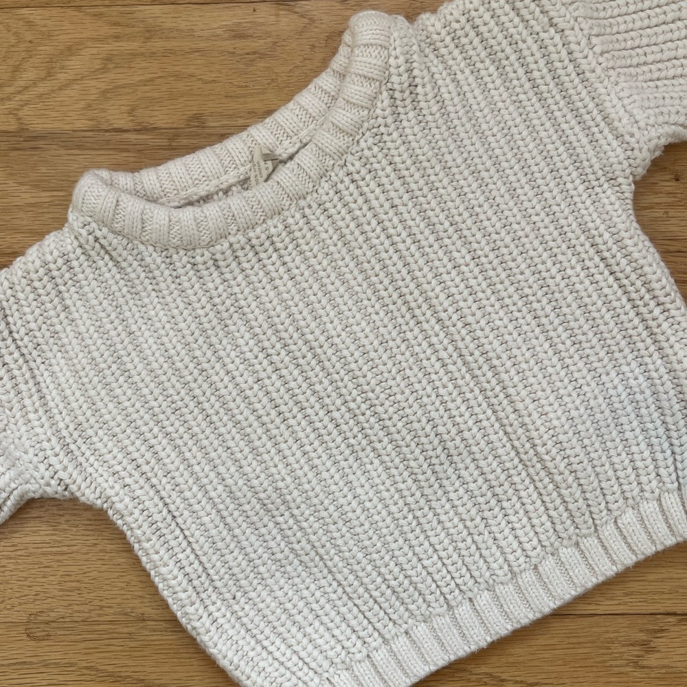 LITTLE NAVY EUC 100% Organic Cotton Thick Chunky Knit Crewneck Sweater